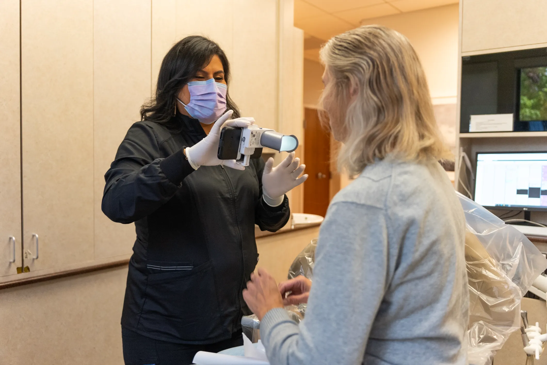 Patient receiving dental bonding