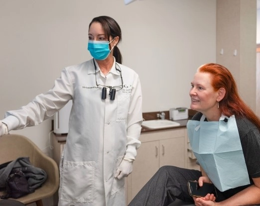 Dental patient and doctor talking