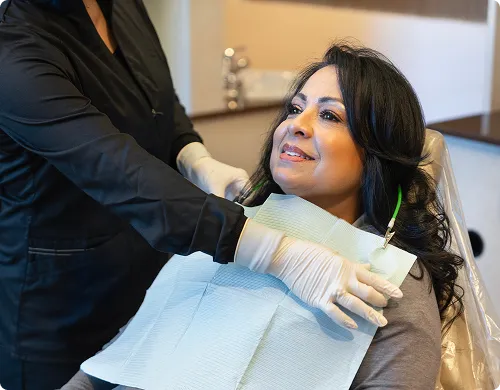Patient resting in chair